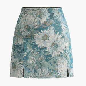 NWT floral embroidery mini skirt blue commence